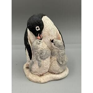 Stone Critters Penguin + Babies Figure Figurine